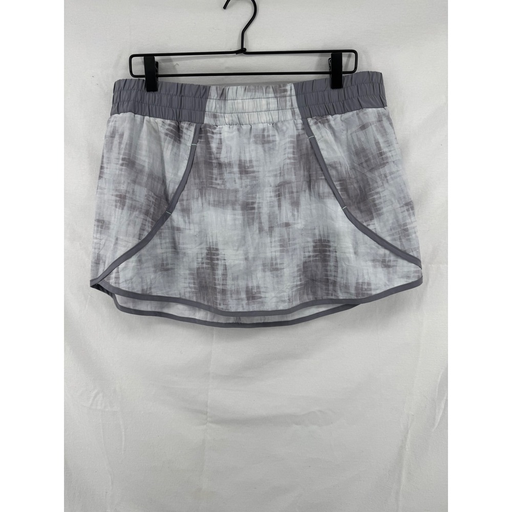 Avalanche Outdoor Gray White Abstract Print Active Skort XL Zipper Pocket Hiking